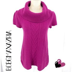 BCBGMAXAZRIA pink cowl neck cap sleeve Sweater